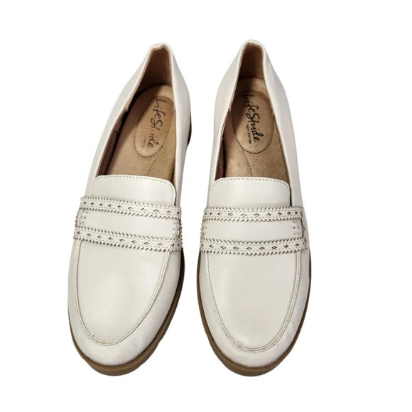 Life Stride Cream Oxford Loafers with Brown Sole Size 7 - Picture 3 of 10